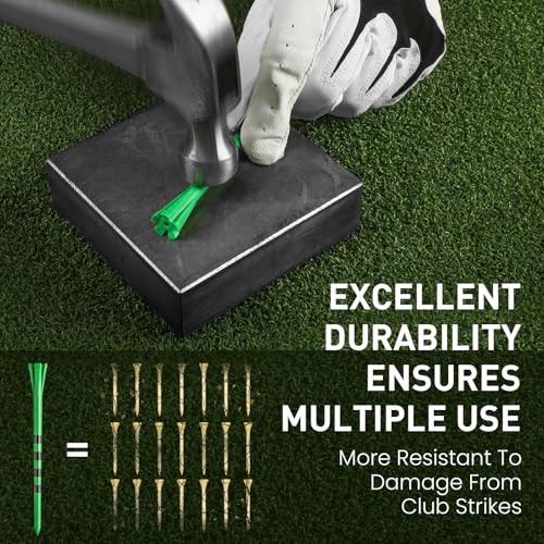 FINGER TEN Extra Long Golf Tees Plastic 4 Inch or 5 Inch Value 50 Pack, Unbreakable & Consistent Height Tees with Reduce Friction, Driving Range Tee Easy to Find in White Pink Green - color: Green, size: 4 Inch