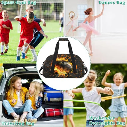 Kids Duffel Bag for Boys - Football Fire Sports Gym Bag Overnight Travel Weekender Bag Lightweight Carry On Sleepovers Bag for School Practice Gymnastics - color: Football