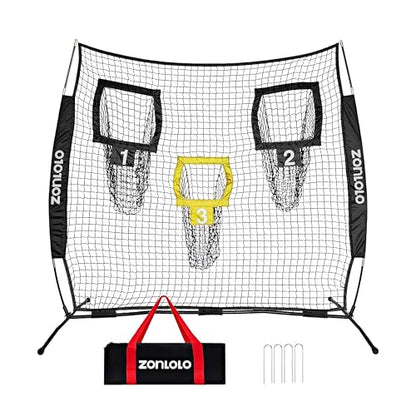 Zonlolo 6x6ft Football Training Net, Football Throwing Net with 3 Target Pockets, Portable QB Throwing Practice Equipment with Small Carry Bag,Most Suitable for Kids - color: Black