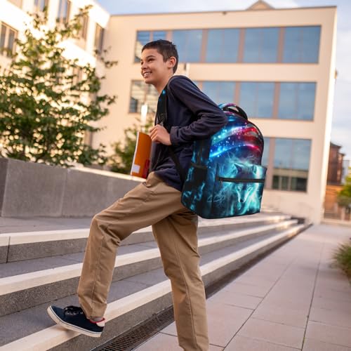 Wolf Backpack for Boys School Backpack for Kids Children Teens Elementary Middle School Students Bookbag Ages 6-18, Waterproof Adjustable Wolf Bookbag Travel Daypack - color: Wolf