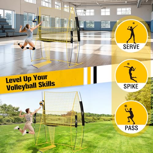 Volleyball Training Equipment, 11x8FT Adjustable 6.5–8 ft, Volleyball Practice Net for Serve & Spike, 2-in-1 Train & Play, Fast Setup, Stable Frame Training Net for Backyard Indoor Outdoor