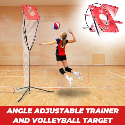 PLAYAPUT Volleyball Setter Training Net，Height & Angle Adjustable Volleyball Training Net with Metal Frame，Tripod Base for Indoor and Outdoor，Volleyball Training Equipment for Setting,Serving,Spiking