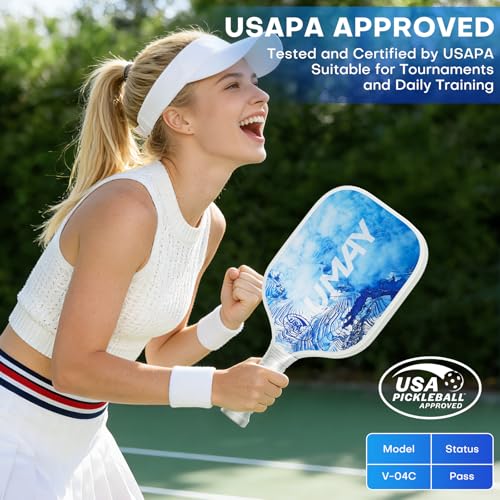 USAPA Approved Tournament-Grade Pickleball Paddle with PP Honeycomb Core for Precision Control, Enhanced Spin & Power, Lightweight Pickleball Set with Cover & Overgrip for Men Women Beginners