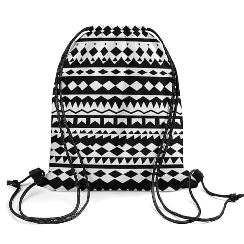 Sports Drawstring Bag Gym Sackpack Waterproof String Backpack for Running Training Fitness Men Women Unisex, Native Southwest American Indian Aztec Black Art Bags - color: Picture (753)