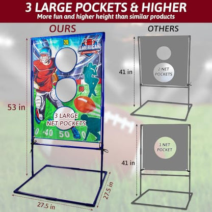 Punieayi Football Toss Game with 4 Inflatable Balls, Football Throwing Target Games for Boys 8-12, Sports and Outdoors Toys for Kids Ages 3+