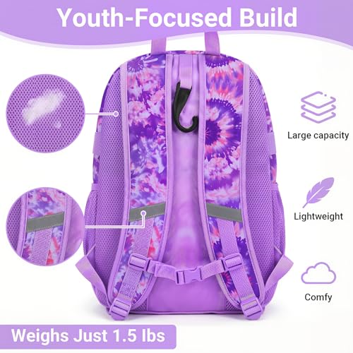 Youth Baseball Bag - Softball Bag for Girls & Boys with Shoes Compartment, Bat Backpack for Baseball, T-Ball & Softball Equipment - color: Tie-dye-Purple