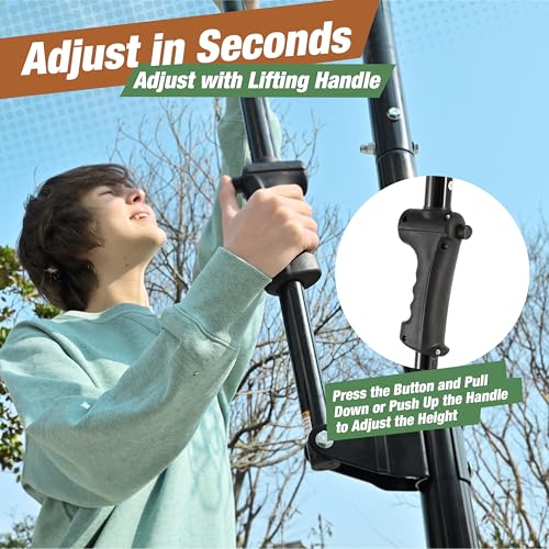 Basketball Hoop Outdoor with 33 Inch Shatterproof Backboard, Portable Basketball Goal System - style: 4.0-8.5FT (Green)