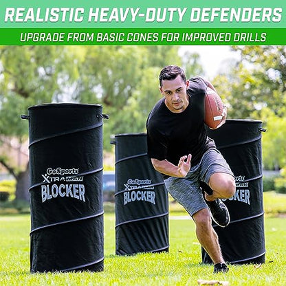 GoSports XTRAMAN PRO 46" XL Pop Up Defender 3 Pack - Heavy Duty Multi-Sport Blocking Dummy - Training Equipment for Basketball, Football, Soccer and More