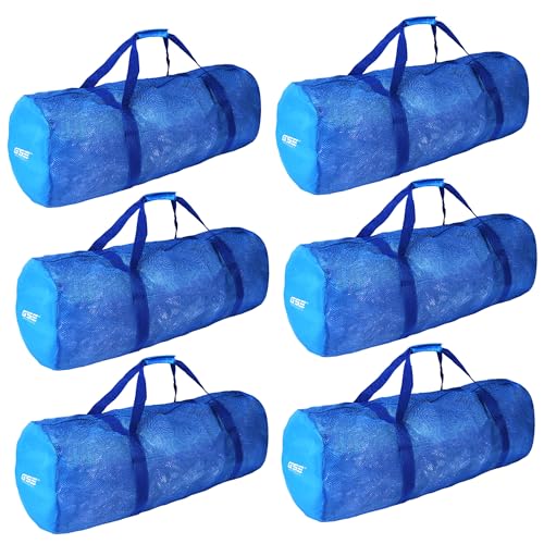 Blue Heavy-Duty Large Mesh Sports Duffle Bag, Dry Bag, Diving Equipment Scuba Bag with Zipper. Great for Gym Workout, Sport Balls Storage, Scuba Gear, Snorkeling, Water Sports and Travel - color: Blue, style: 6-pack