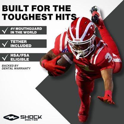 Shock Doctor Mouth Guard Sports, Hockey, Lacrosse, Baseball, Wrestling Moutguard, Gel Max Heavy Duty Protection & Custom Fit, Football Mouth Guard with Strap, Adult & Youth Mouthguard