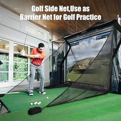 6-10ft 1/2PCS Nylon Side Net Golf Accessory with 1 Sang Bag, Easy to Install Side Net for Golf Nets and Simulator Premium Sports Net Hitting Nets (Red/Black) - style: Black-7x7ft 2Pcs