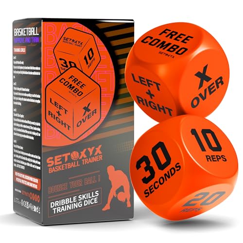 Basketball Dribble Skills Dice Set - Training Equipment - Basketball Gift for Boys.Dribble Skills Training for Beginner and Party Favors - color: Orange