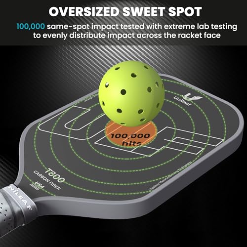 Pickleball Paddles,T800 Carbon Fiber 16mm MPP Foam Core Thermoformed Racket, Shock Absorbing Large Sweet Spot for Seniors Adults Intermediate Players,Premium Gift Set with 12-Month Warranty