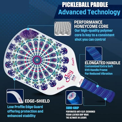 4Joy Pickleball Paddle Premio Series - Thermoformed Premium T700 Carbon Fiber Pickleball Paddless - Professional Pickleball Rackets for Women & Men - 16mm Honeycomb Core - USAP Approved - style: Union Pack: Sunset & Fitz