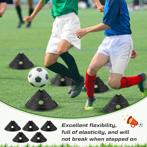 Jumbo Disc Cones Jumbo Soccer Cones with Mesh Bag Giant Large Agility for Soccer Training Adult Sports - color: Black