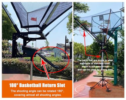 Basketball Rebounder Return Attachment System, 8-10 ft Adjustable Height Basketball Hoop Ball Returner, Shooting Return Net Training Equipment