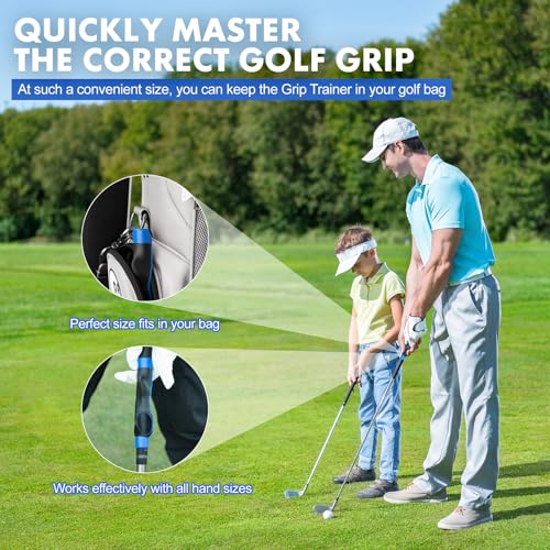 Golf Grip Trainer Golf Practice Tool, Easy To Carry to the Practice Area, Golf Swing Trainer Ensure the Right Grip Every Time, Golf Grip Training Aid, Golf Accessories Improve Your Swing Rhythm - color: Blue