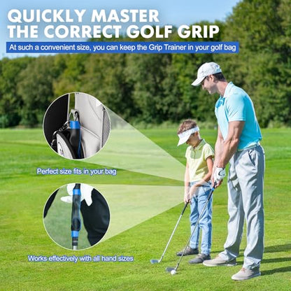 Golf Grip Trainer Golf Practice Tool, Easy To Carry to the Practice Area, Golf Swing Trainer Ensure the Right Grip Every Time, Golf Grip Training Aid, Golf Accessories Improve Your Swing Rhythm - color: Blue
