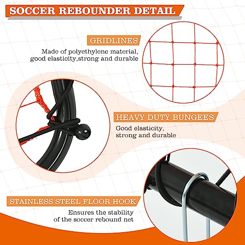 Portable Soccer Rebounder, Rebound Net with Quick Folding Design, Multi Angle Adjustment, Soccer Training Equipment, Easy Set Up