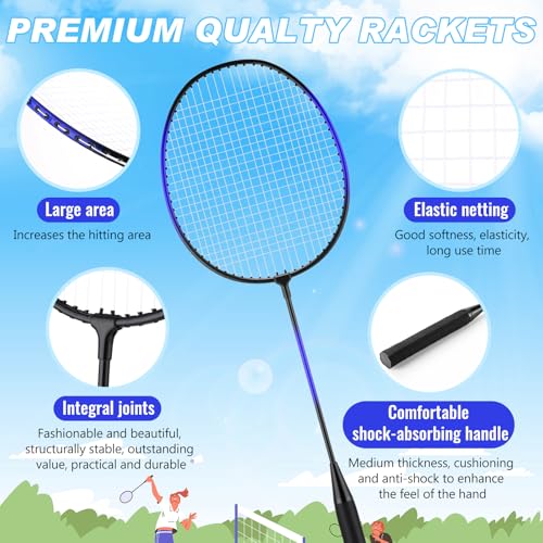 12 Pack Badminton Rackets Set Including Badminton Racquets, Nylon Shuttlecocks and Carry Bag for Outdoor Backyard Games Beginners - color: Dark Blue-black, Red Black