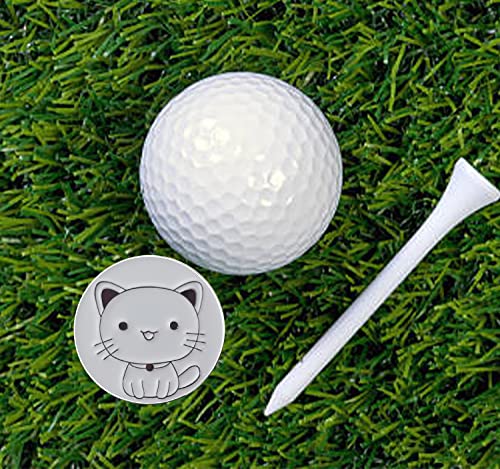 Adhere Golf Ball Markers Personlized Double Side Cute cat Logo Enamel with A Magnetic Hat Clips,A Premium Golf Gifts. - color: G-Cute White Cat