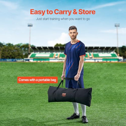 VEVOR Soccer Trainer，Portable Soccer Rebounder Net, Iron Soccer Practice Equipment, Sports Football Rebounder Wall with Portable Bag, Perfect for Team Solo Training, Passing, Volley - size: 7x7ft