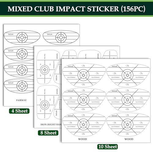 Seticek Golf Impact Tape Labels ｜Self-Teaching Sweet Spot and Consistency Analysis ｜ Improve Golf Swing Accuracy and Distance - color: 156pc-Right Handed( Iron 64+Wood 60+ Fairway 32)