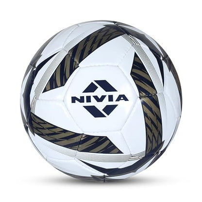 NIVIA Shining Star - 2022 Football/Rubberized Stitched Football/32 Panels/International Match Ball/Size - 5 (Black & White)