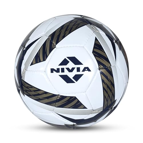 NIVIA Shining Star - 2022 Football/Rubberized Stitched Football/32 Panels/International Match Ball/Size - 5 (Black & White)