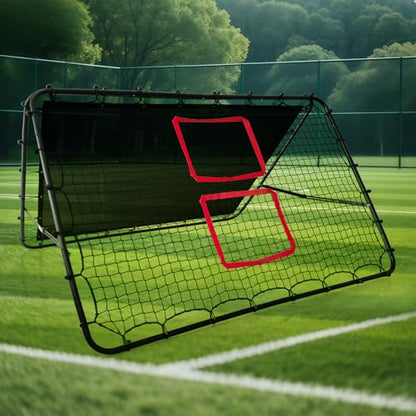 Adjustable Soccer Rebound Net | Double-Angle Soccer Trainer with Steel Frame | Portable Folding Rebounder for Passing & Shooting Practice | Outdoor Sports Equipment for Youth & Adult - size: 6×4FT