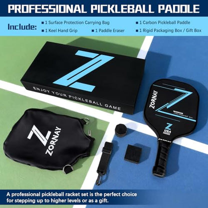 T700 Pickleball Paddles,16mm Pickleball Paddles, USAPA Approved Carbon Lightweight Pickle Ball Rackets, Wider Pickle Ball Racket Gift for Beginners, Men, Women - color: Black-1