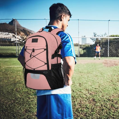 Goloni Soccer Backpack,Basketball Backpack with Ball Compartment & Shoe Compartment,Backpack for Basketball,Soccer - color: Light Pink