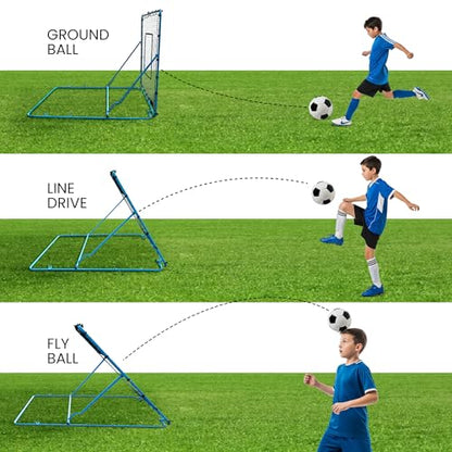 VELOCITY Adjustable Baseball Rebounder Net with 3 Return Angles, 4x4.5 Feet Soft Ball and Baseball Net for Skill Development Multi Sport Pitchback Feilding Trainer for Solo Practice