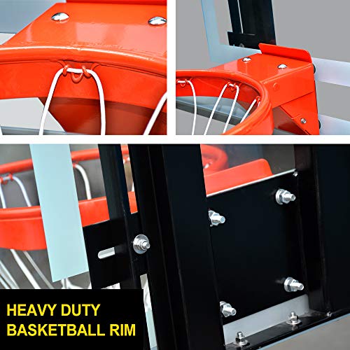Garage Roof Mounted Basketball Hoop System , 48 / 60 Inch Clear Backboard , Durable Steel Bracket and Heavy Duty Breakaway Rim Combo Fit Most Slanting Roofs - size: 60 inch backboard
