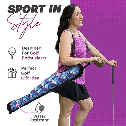 Taboo Fashion Sunday Golf Bags for Women - Lightweight Golf Range Bag with Self Flexing Stand and Shoulder Strap for Driving Range, Par 3 or Executive Course - color: Posh Blue