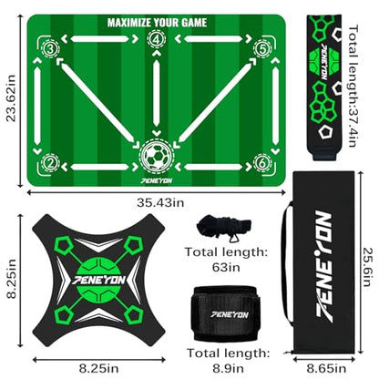 Soccer Training Equipment,Soccer Training Mat Improve Strength,Agility and Coordination,Anti-Slip Silent Absorption Soccer Footwork Training Mat,Soccer Trainer for Indoor/Outdoor Drills - style: Training Set 35*23 IN - C