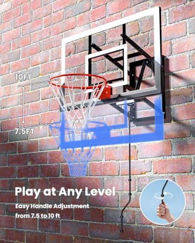 IGL In ground Basketball Hoops Outdoor, 10ft Height Adjustable Basketball Goal In ground with Shatterproof Backboard and Pro-Style Rim - size: 52 inch Backboard - Wall Mount