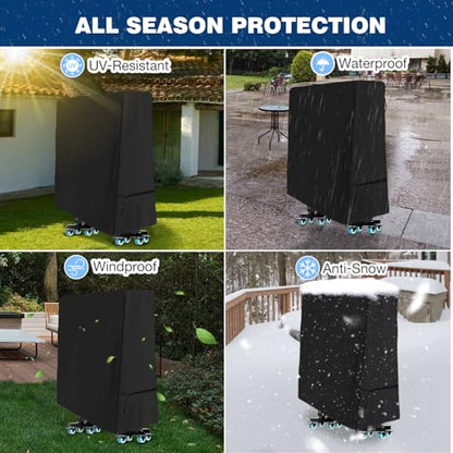 Saking Ping Pong Table Cover, 500D Heavy Duty Folding Table Tennis Table Cover Waterproof Sunproof Indoor & Outdoor, Fits Universal 9x5 FT Folding Tables, Windproof Cover with Zipper & Buckles, Black