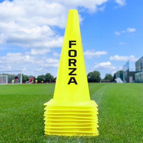 FORZA Large Training Cones - Pack of 10 with 3 Size Options for Optimal Training Sessions - color: Yellow, size: 15 Inch, style: Pack of 10