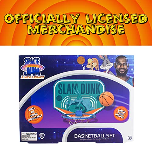 Paladone Looney Tunes Space Jam Over the Door Mini Basketball Hoop Indoor Sports Toys for Boys and Girls, Office, Dorm, and Teen Boy Room Accessories
