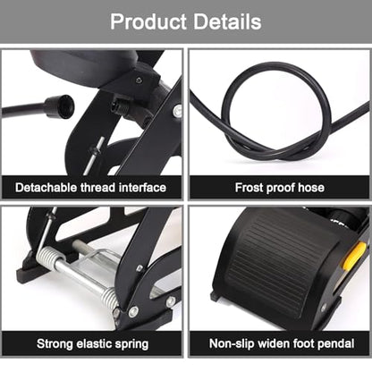 Double Cylinder Barrel Bike Foot Pump,160PSI Aluminum Body Floor Air Pump with Precisional Accurate Pressure Gauge Smart Valve Head for Presta Schrader & Deutschland Valve Bicycle Tire Pumps
