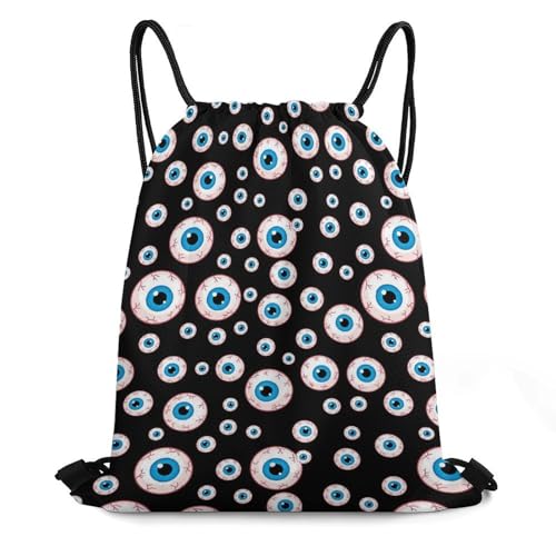 Beam Bag Large Capacity Drawstring Backpack for Volleyball Baseball Sports Workout Gear Travel Men Women, Trippy Eyeballs Pattern Bags - color: Picture (374)