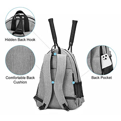 Tennis Bag Professional Tennis Backpack for Men and Women Racket Bags Holds 2 Rackets with Ventilated Shoe Compartment - color: Gray