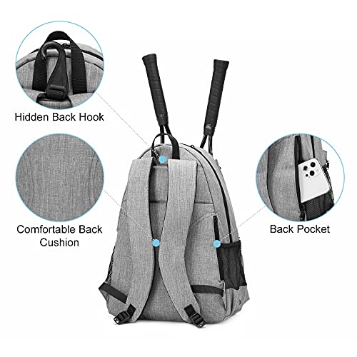 Tennis Bag Professional Tennis Backpack for Men and Women Racket Bags Holds 2 Rackets with Ventilated Shoe Compartment - color: Gray