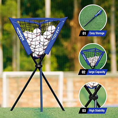 Zupapa Baseball Softball Practice Combo - 7 X 7 Feet Net Tee Caddy 12 Pack Baseballs Set, Upgraded Vivid Strike Zone, Baseball Backstop Practice Net for Hitting Pitching Batting Catching - color: Blue