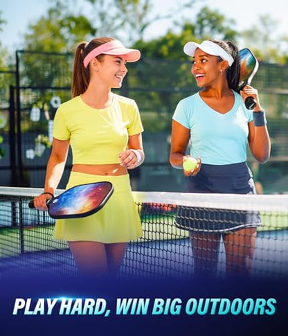 Hicober Pickleball Paddles Set of 2 | Lightweight Fiberglass Face, Cushion Grip, USA Pickleball Approved | Beginner & Intermediate Set for Indoor/Outdoor Play, 2 Paddles + 4 Balls + Carry Bag