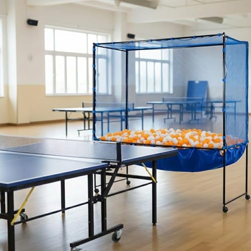 Table Tennis Catch Net with Ball Collection Bag - Premium Ping Pong Catch Net & Training Equipment for Robots & Serving Practice, Foldable Table Tennis Training Equipment Backstop Catcher