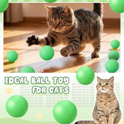 Hoteam 12 Pcs Cat Table Tennis Balls, 1.57 Inch Cat Ball Toys for Indoor Cats, High Bounce Table Tennis Balls, Interactive Bouncy Ball Toy for Kitten Cats Pets Playing Exercising Trainning(Green) - color: Green