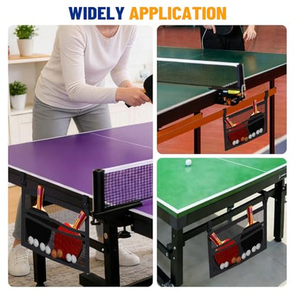 Ping Pong Paddle Holder, Hanging Mesh Storage Bag for Table Tennis Rackets & Balls, Under Table Organizer with Adjustable Straps, Fits Pickleball Paddles