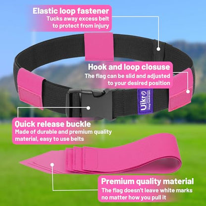 Flag Football Belts, 14 Player Flag Football Set with 42 Flags for Adults Youth Kids, Sports Training Competition - color: Pink & Green, 14 Player, 42 Flags